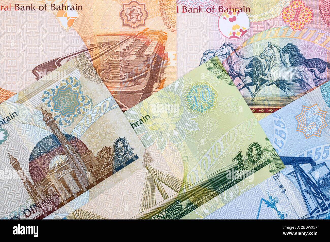 Currency of Bahrain - Dinar a business background Stock Photo