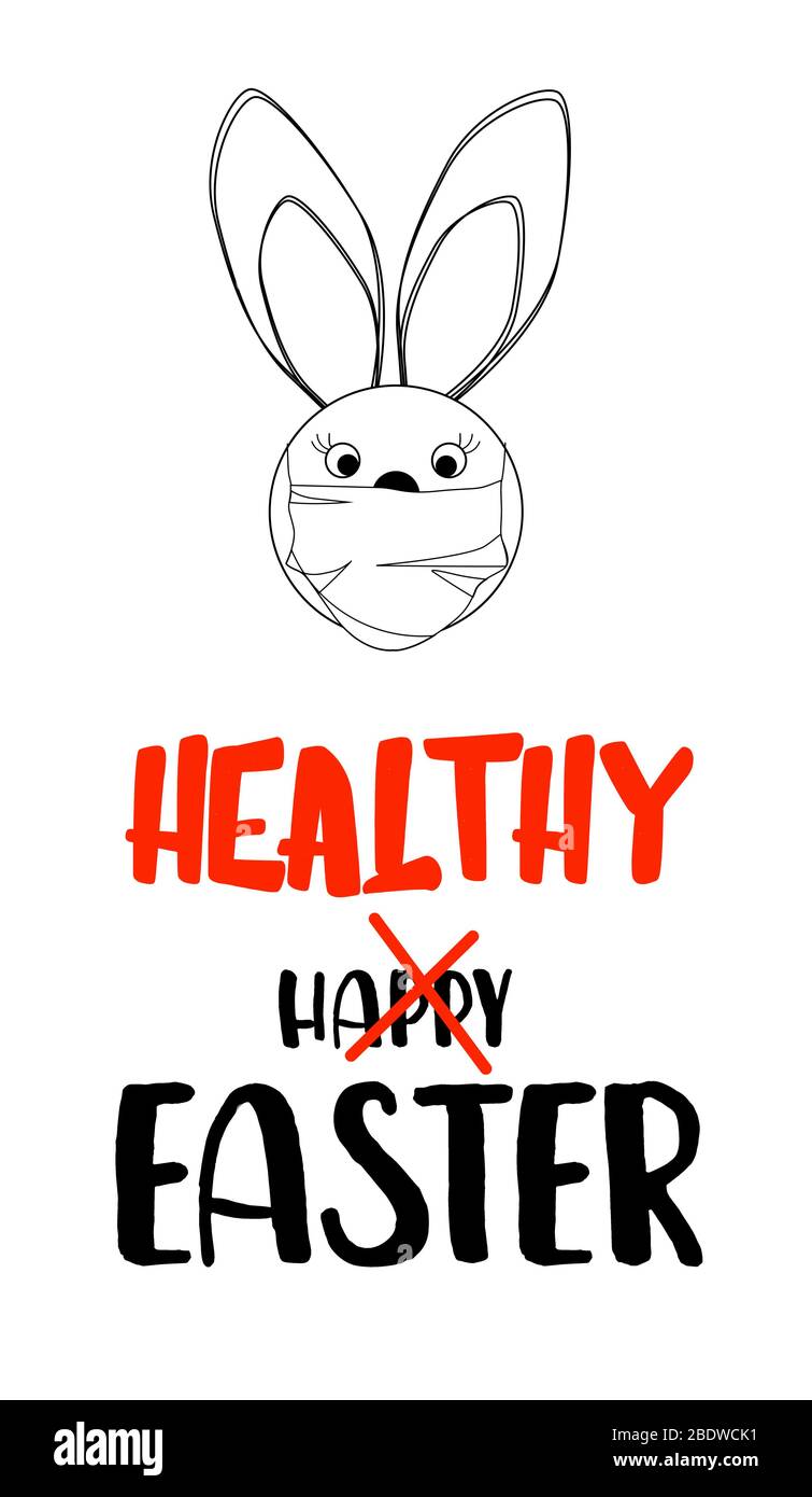 rabbit in a medical mask. Easter concept. Easter quarantine.. Stock Vector