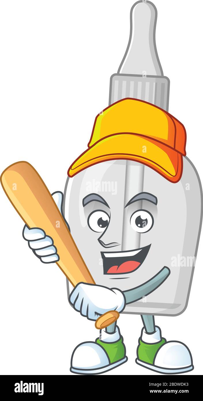Bottle With Pipette Cartoon Design Concept Of Hold Baseball Stick Stock Vector Image Art Alamy