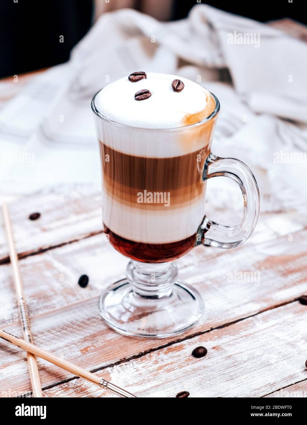 classic latte with coffee beans Stock Photo Alamy