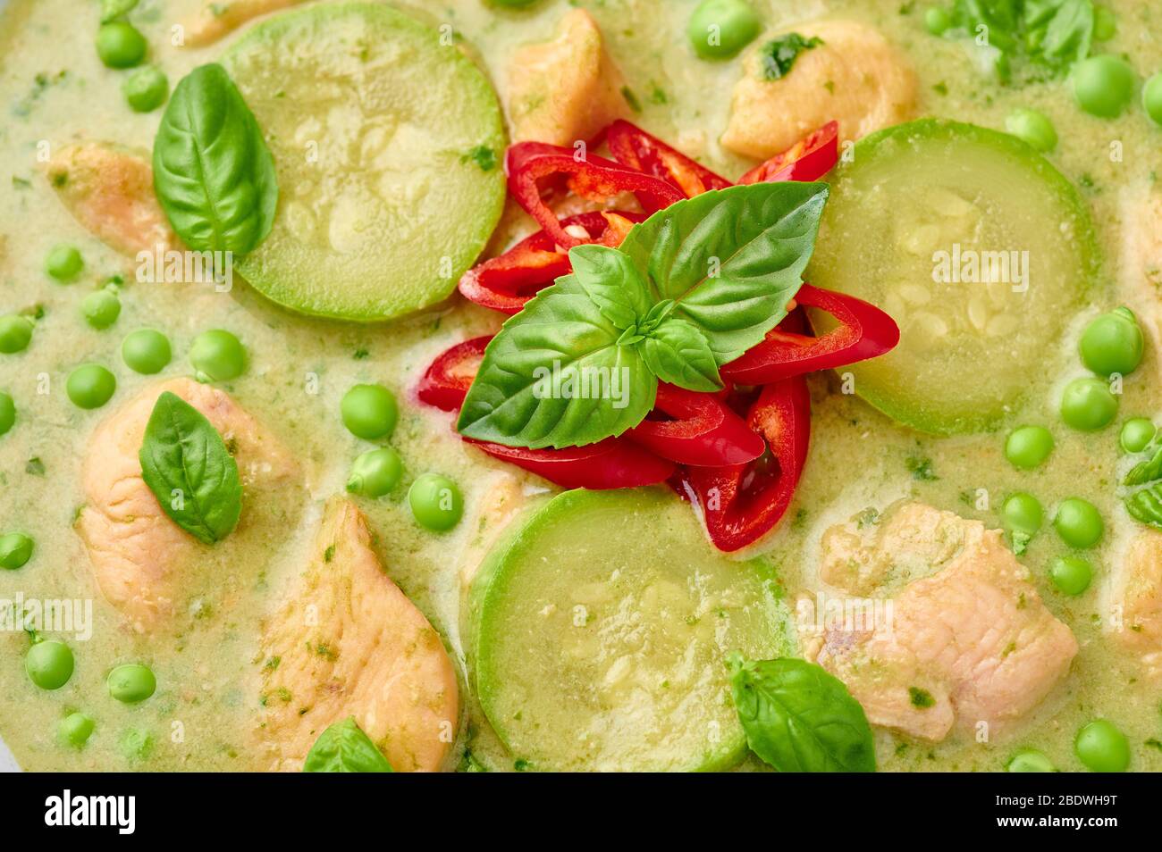 Thai Green Curry With Chicken Or Gaeng Kaew Wan Gai Thai Green Curry Is A Thailand Cuisine Dish With Green Chillies Basil Coconut Milk Vegetables Stock Photo Alamy