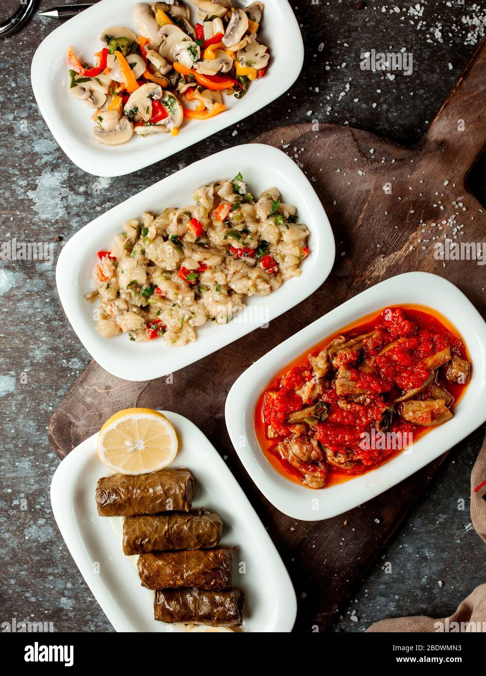various salads on the table Stock Photo
