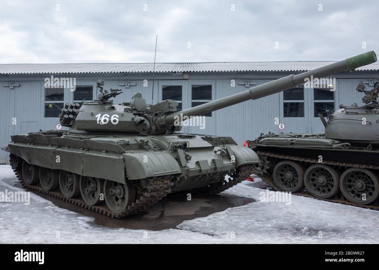 March 23, 2019 Moscow region, Russia. Soviet medium and main tank of the second half of the XX century T-62M in the Central Museum of armored weapons Stock Photo