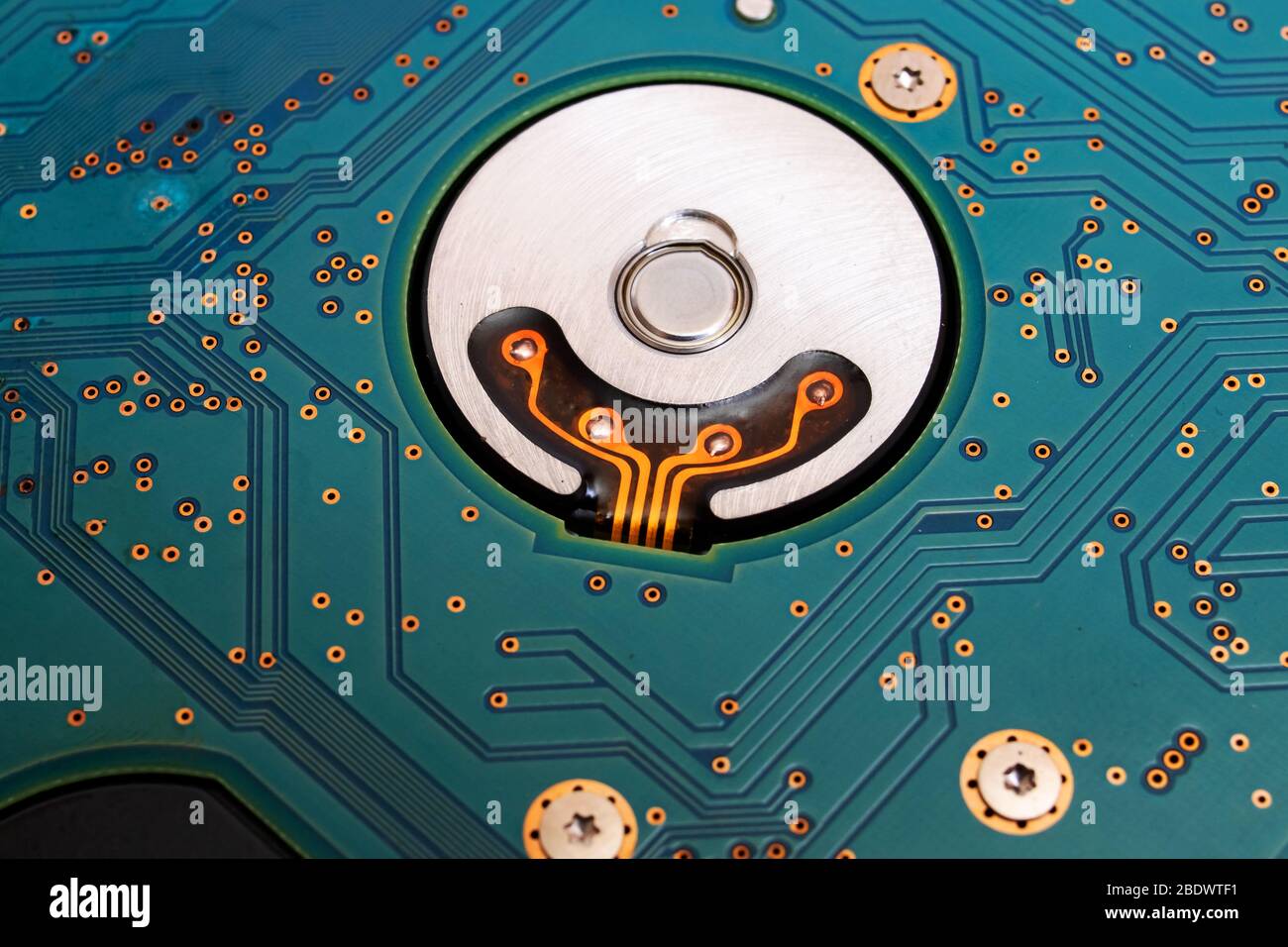 Board inside a computer hard drive closeup Stock Photo Alamy