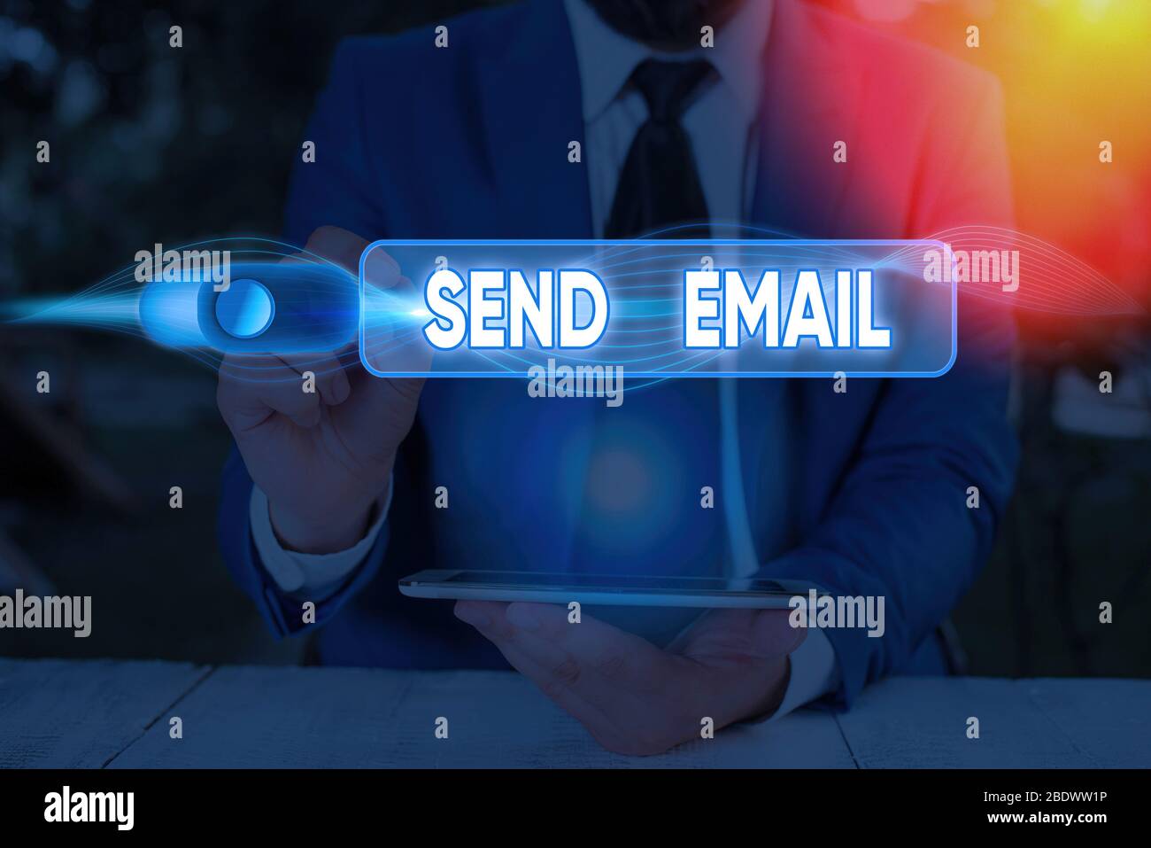 Writing note showing Send Email. Business concept for the system for ...