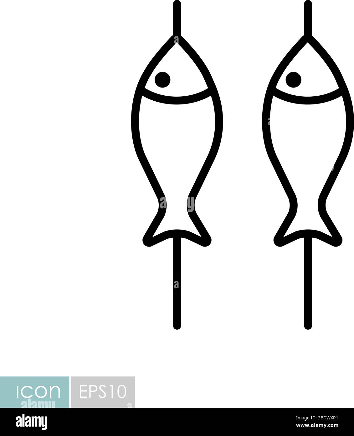 Fish roast on the barbecue grill vector icon. Graph symbol for cooking ...