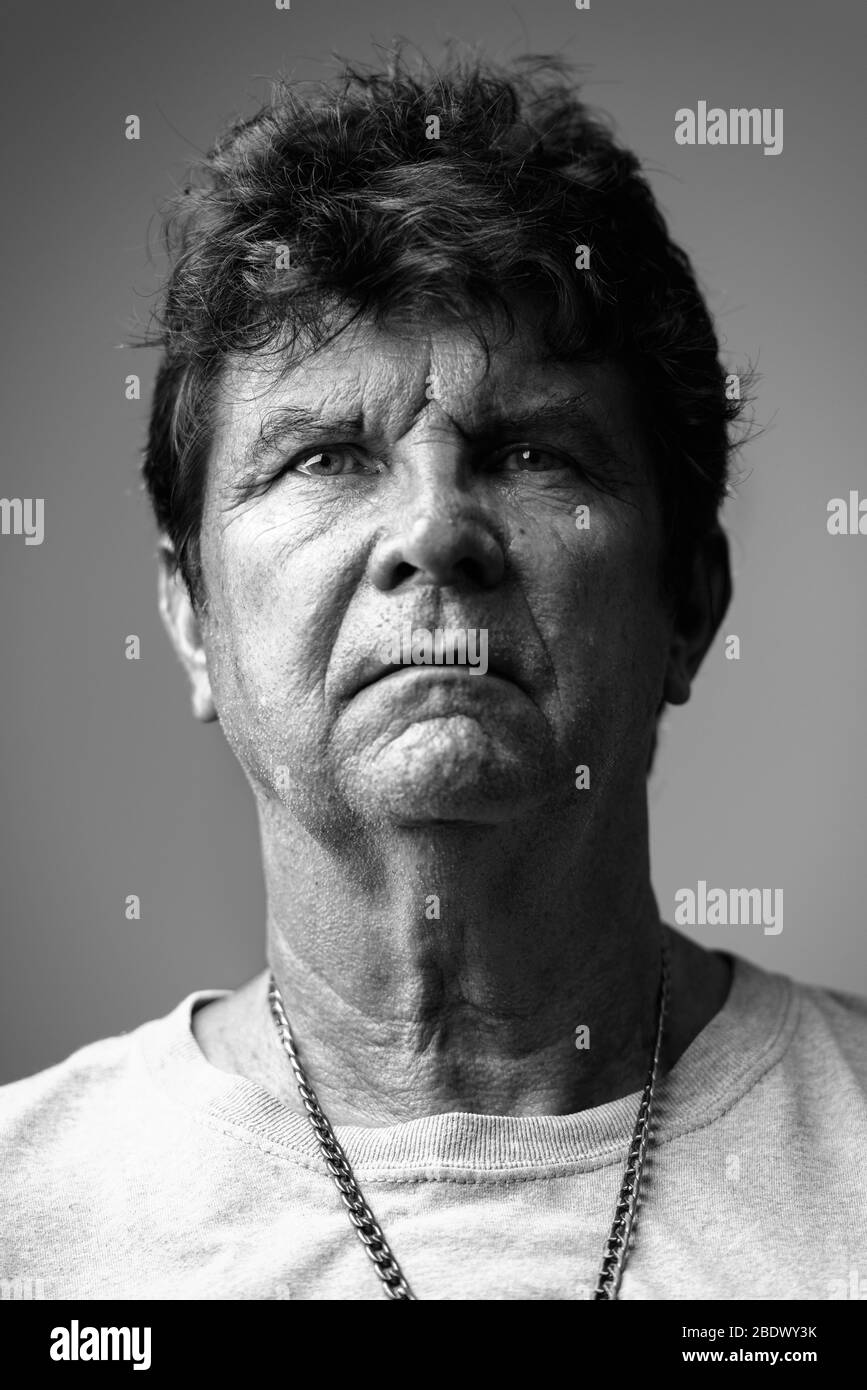 Face of mature handsome man in black and white Stock Photo - Alamy