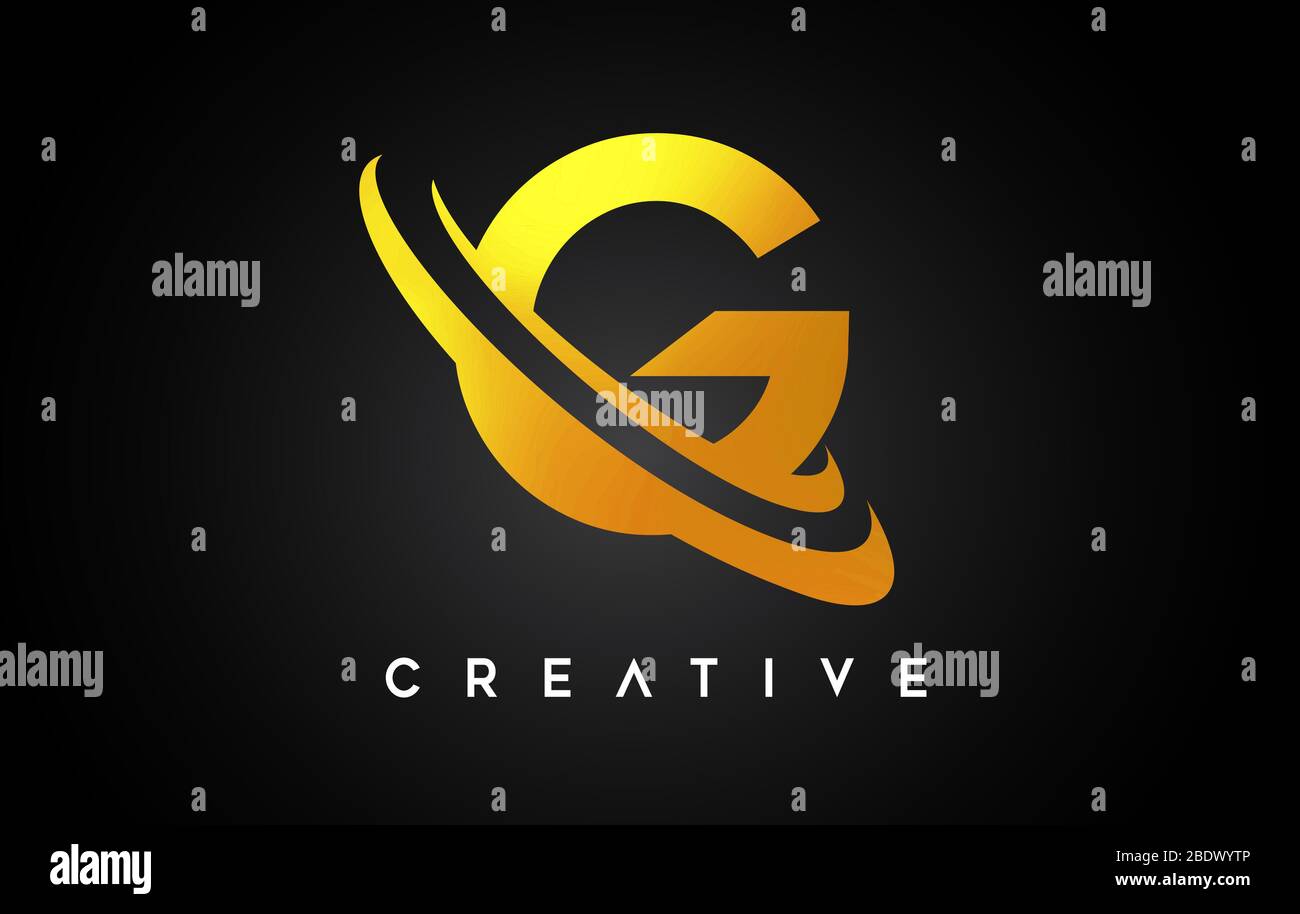 Golden Letter G Logo. G Letter Design Vector with Golden Gray Swash ...