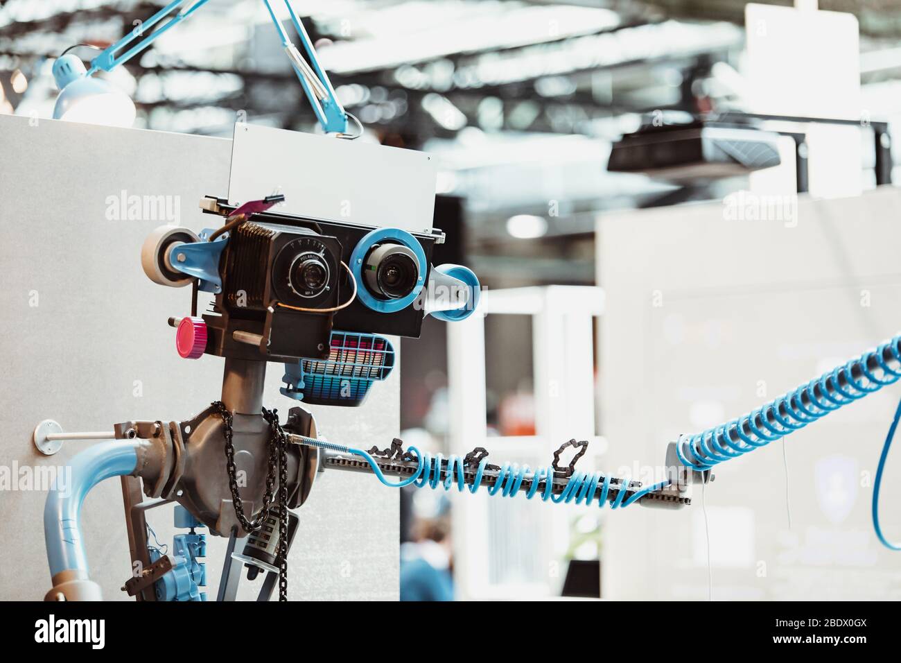 hand made concept robot. stem education for kids robotics and electronics. DIY. AI. STEAM. Stock Photo