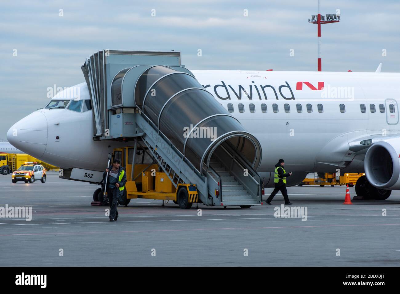 October 29, 2019, Moscow, Russia. Plane  Boeing 737-800 Nordwind Airlines at Sheremetyevo airport in Moscow. Stock Photo
