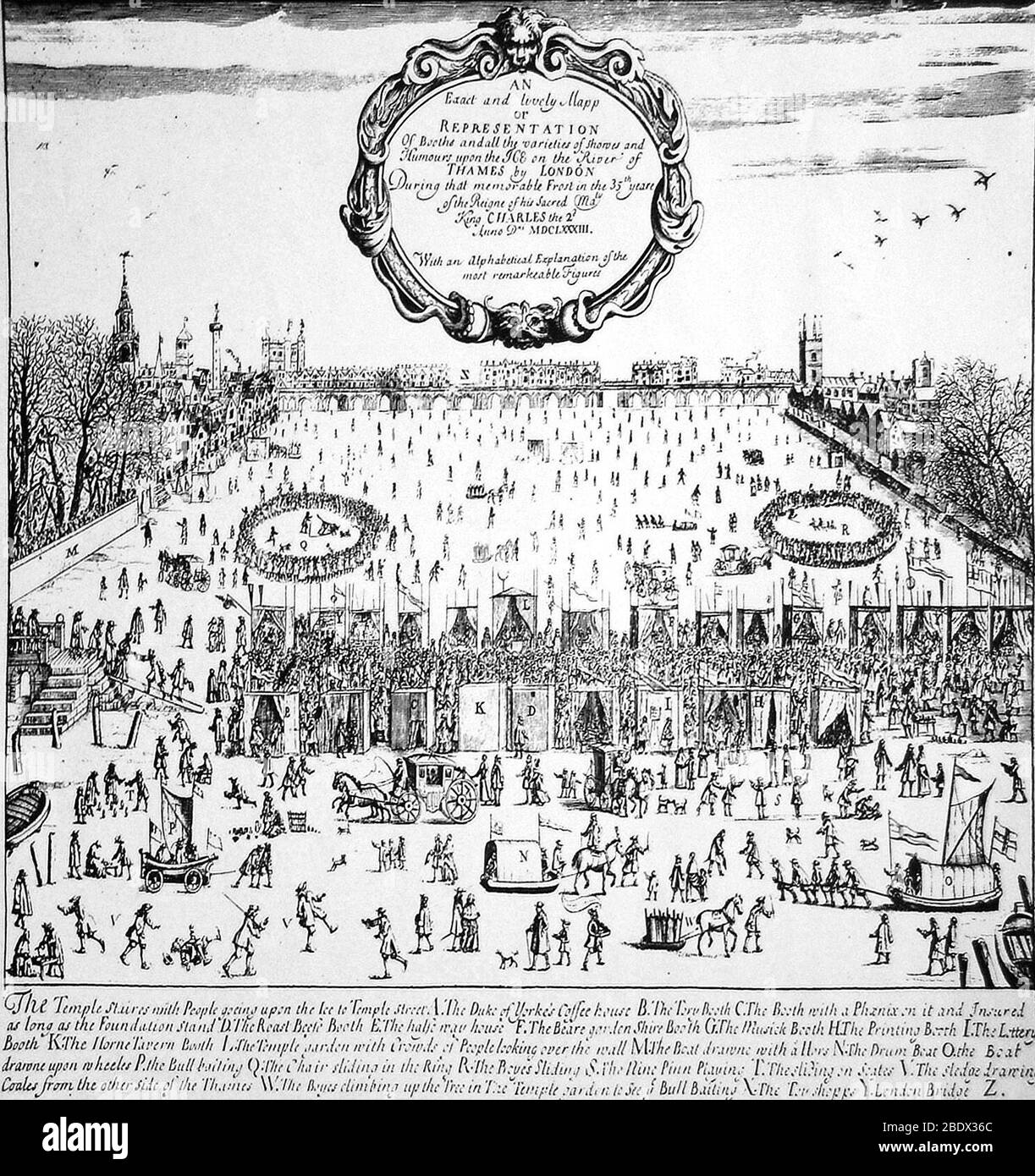 Thames Frost Fair, Little Ice Age, 1683 Stock Photo