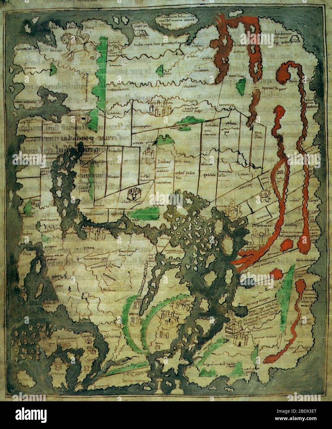 Anglo-Saxon Mappa Mundi, 11th Century Stock Photo