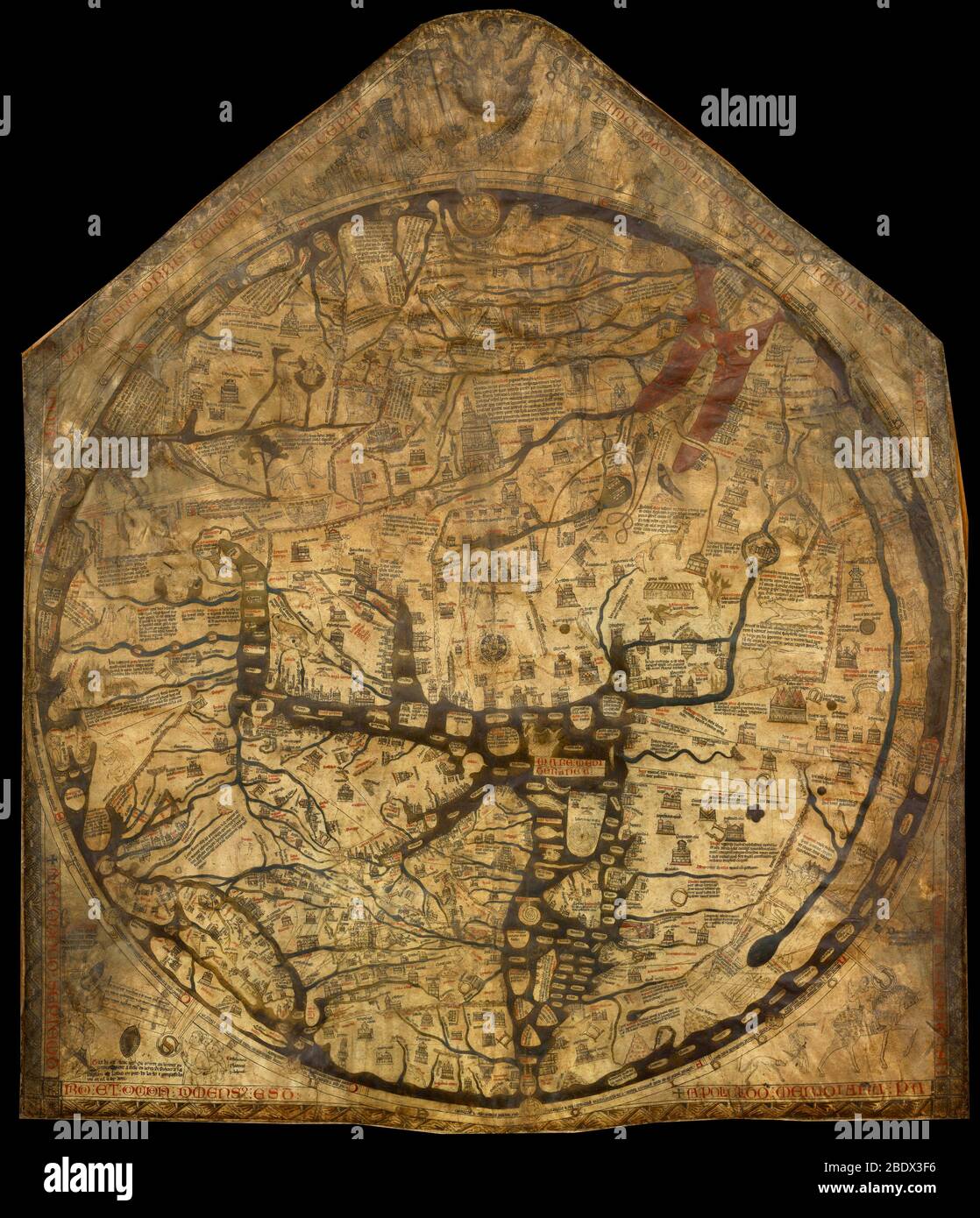 Hereford Mappa Mundi, 1300s Stock Photo