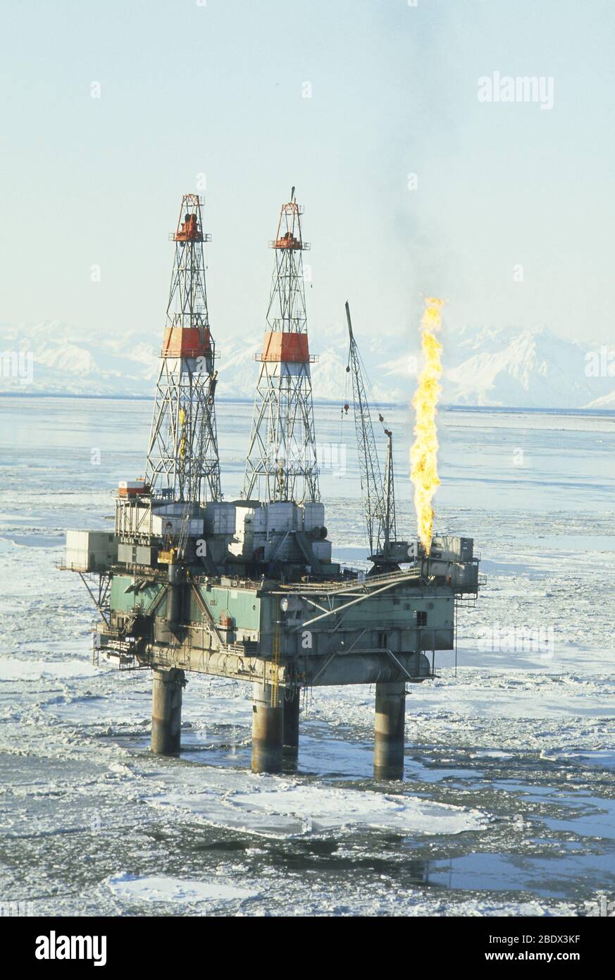 Offshore Oil Wells, Alaska Stock Photo