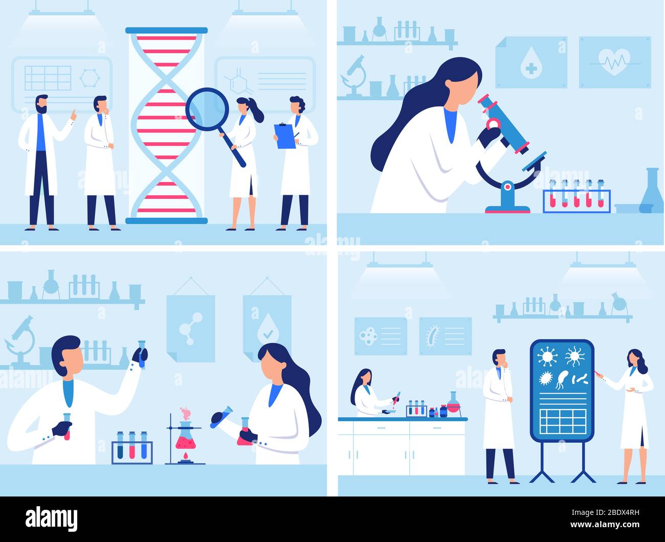 Scientists work in laboratory. Professional research lab, virus