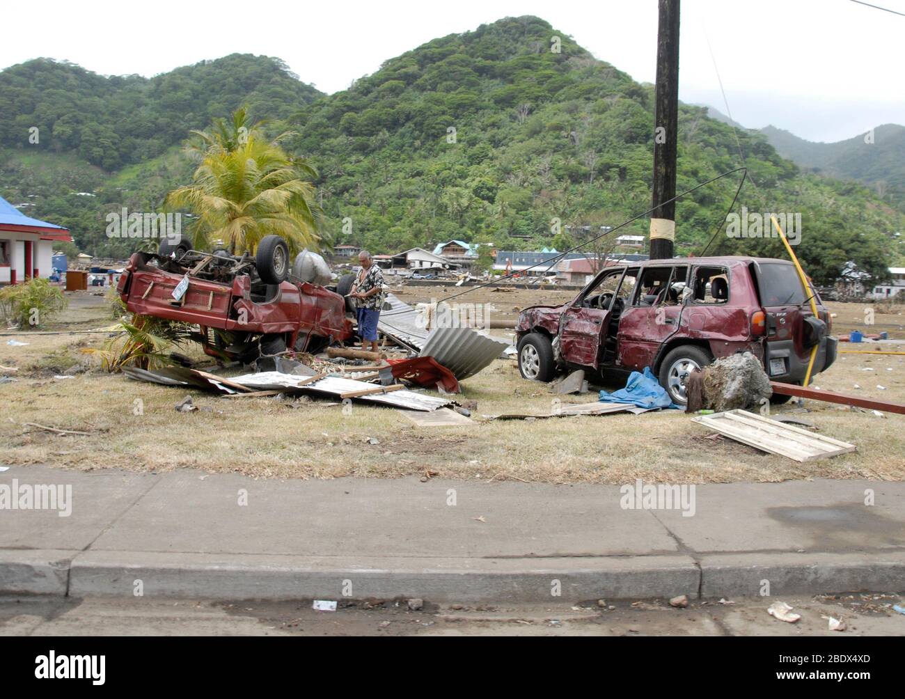 Tsunami Damage, American Samoa Stock Photo
