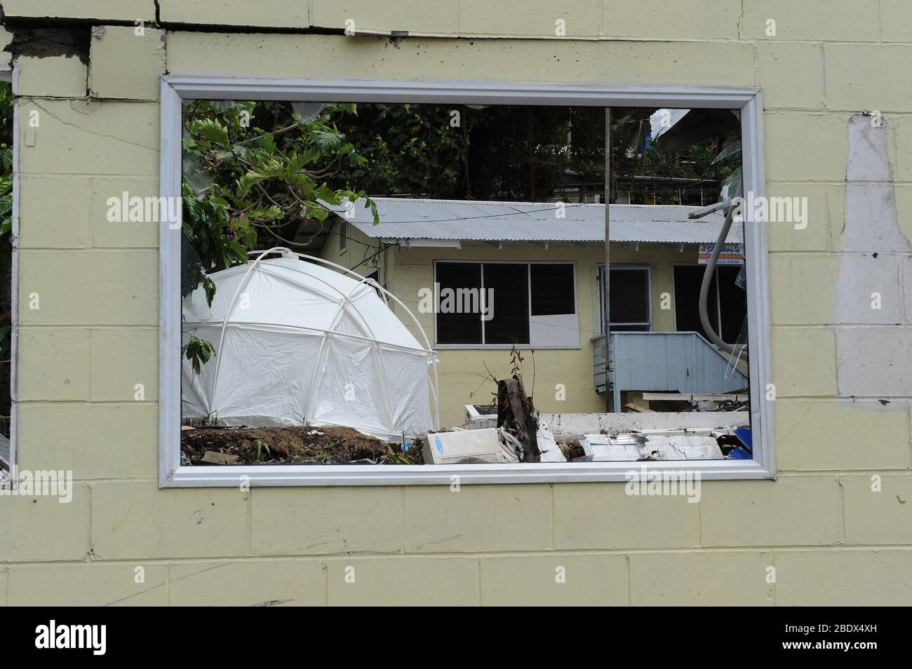 FEMA Tent, American Samoa Stock Photo