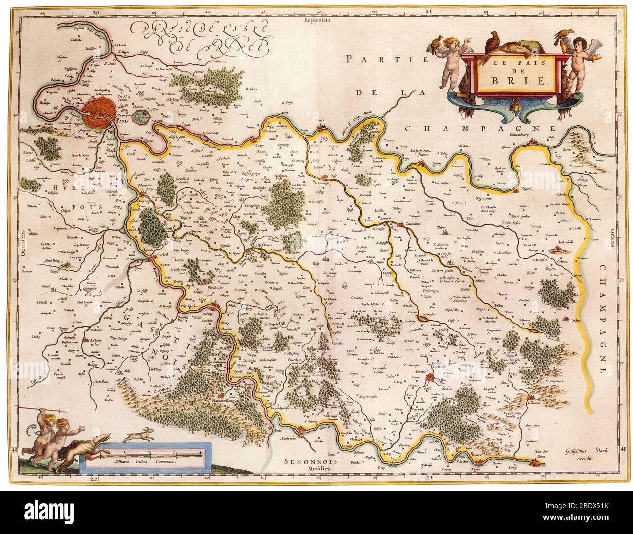 Brie Region France Map Joan Blaeu, Brie Region Map, France, 17Th Century Stock Photo - Alamy