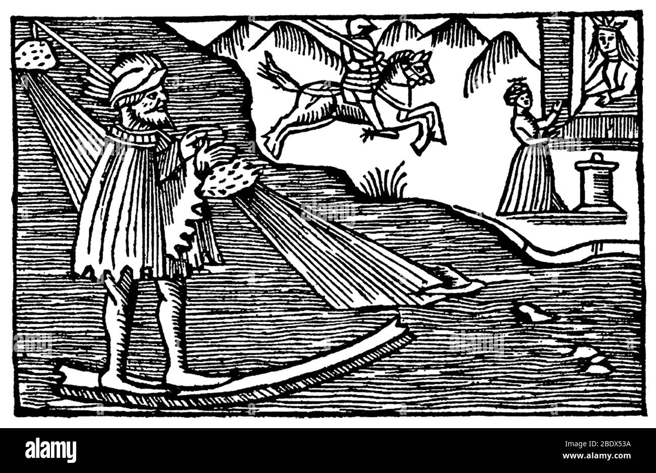 Wizard Crosses the Sea, 1555 Stock Photo