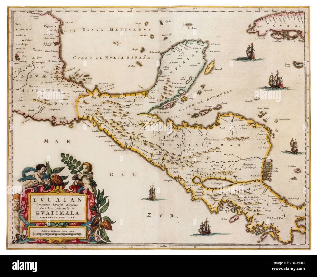 Joan Blaeu, Nova Hispania Map, 17th Century Stock Photo