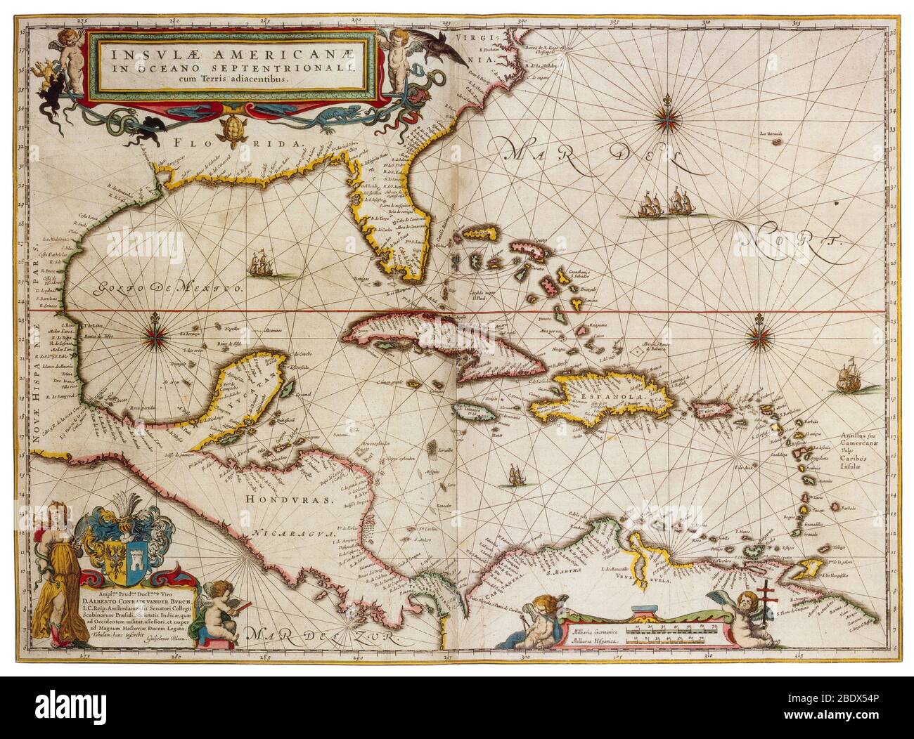 Joan Blaeu, The Caribbean Map, 17th Century Stock Photo