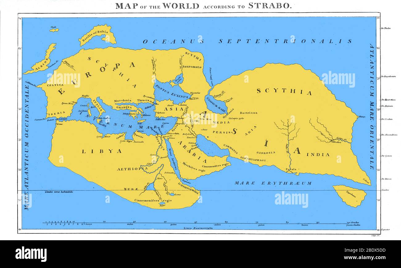 Map of the Word, Strabo, c. 20 CE Stock Photo