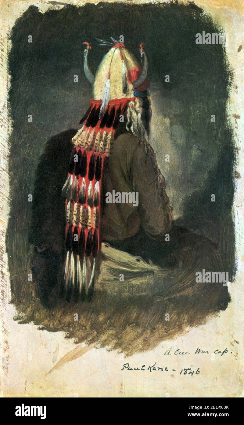 Cree Indian Warrior, Fort Pitt, 1846 Stock Photo