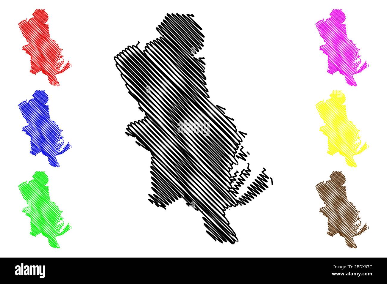 Aarhus City (Kingdom of Denmark) map vector illustration, scribble ...