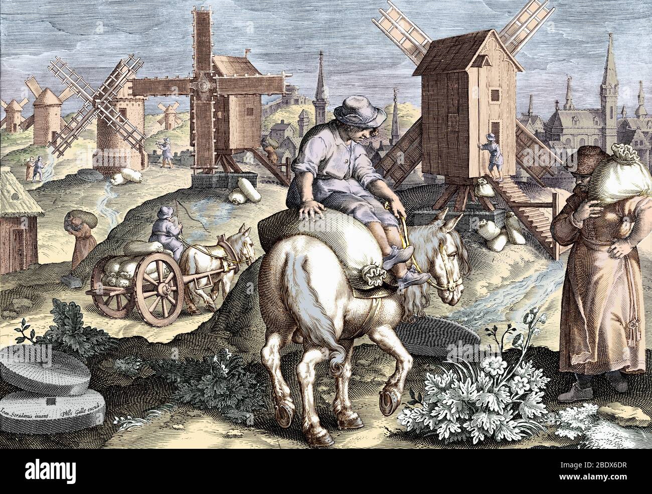 The Invention of the Windmill, Nova Reperta, 16th Century Stock Photo