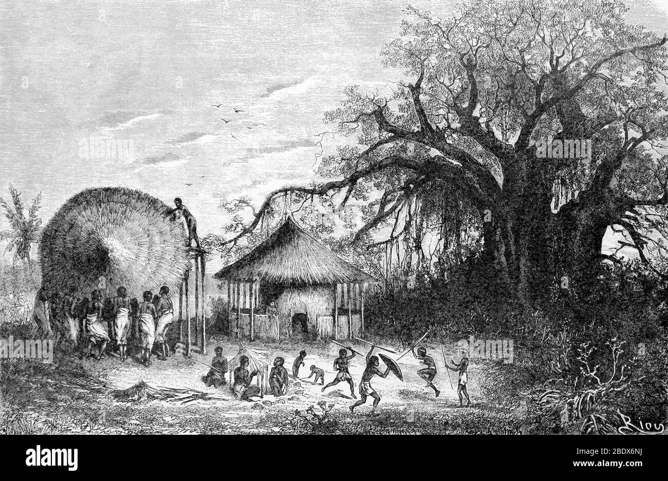 South Africa, Makololo Settlement, 19th Century Stock Photo