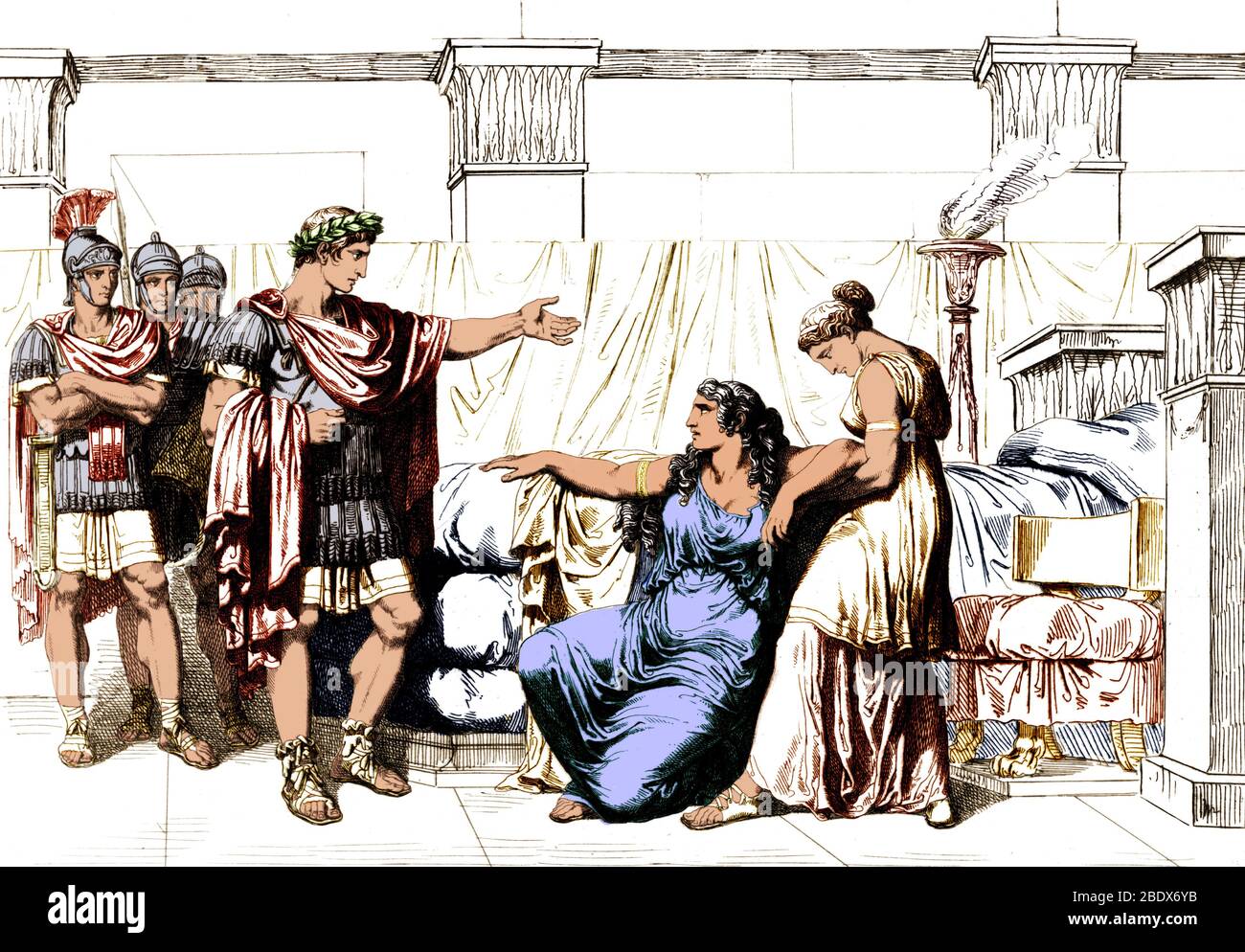 Augustus Visiting Cleopatra, 1st Century BC Stock Photo