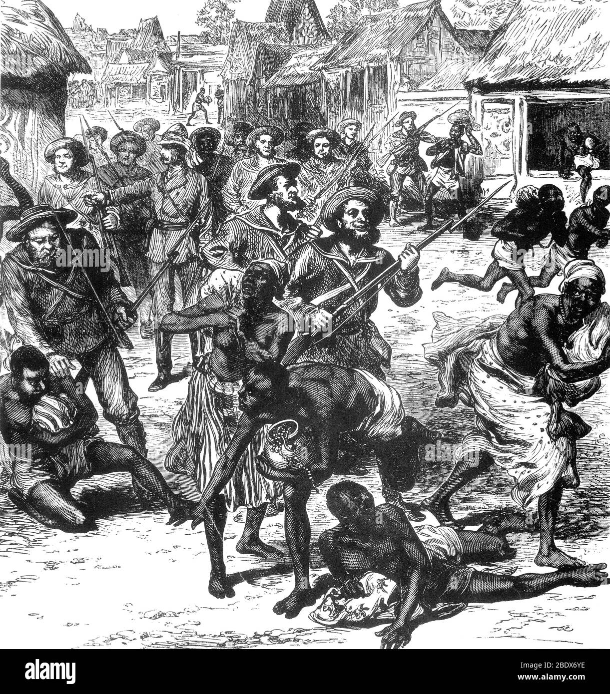 Third Anglo-Ashanti War, Burning of  Kumasi, 1874 Stock Photo