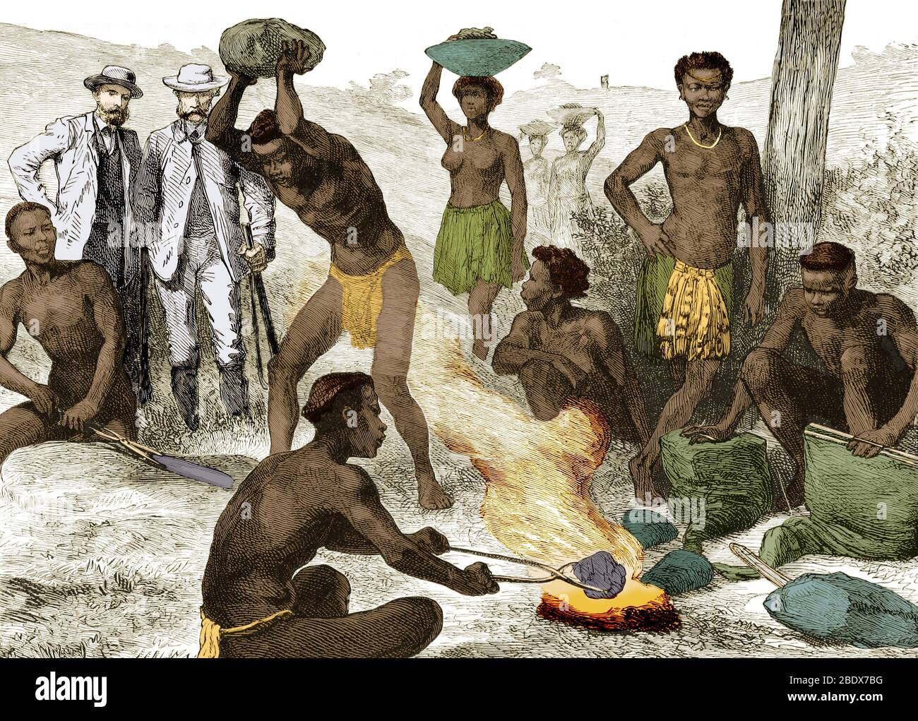 South Africa, Zulu Blacksmiths, 19th Century Stock Photo