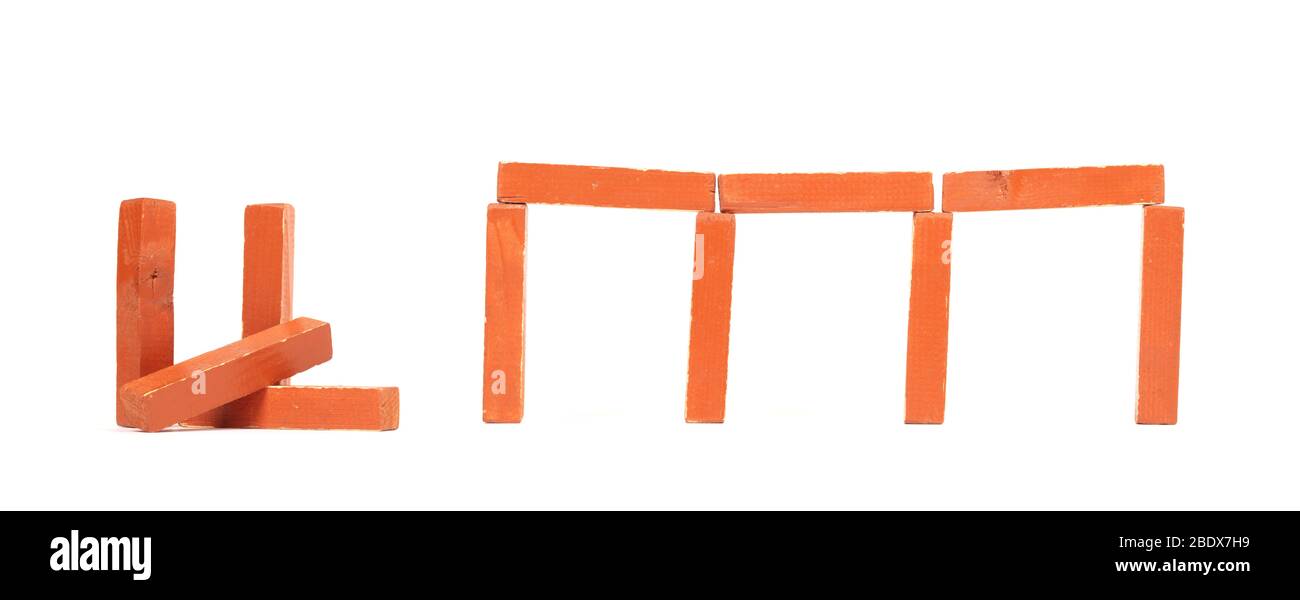 Vintage orange building blocks isolated on white background Stock Photo ...