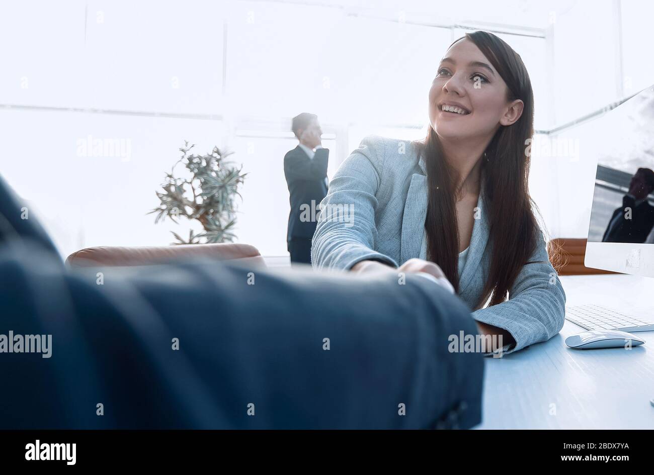 business people shaking hands with each other. Stock Photo