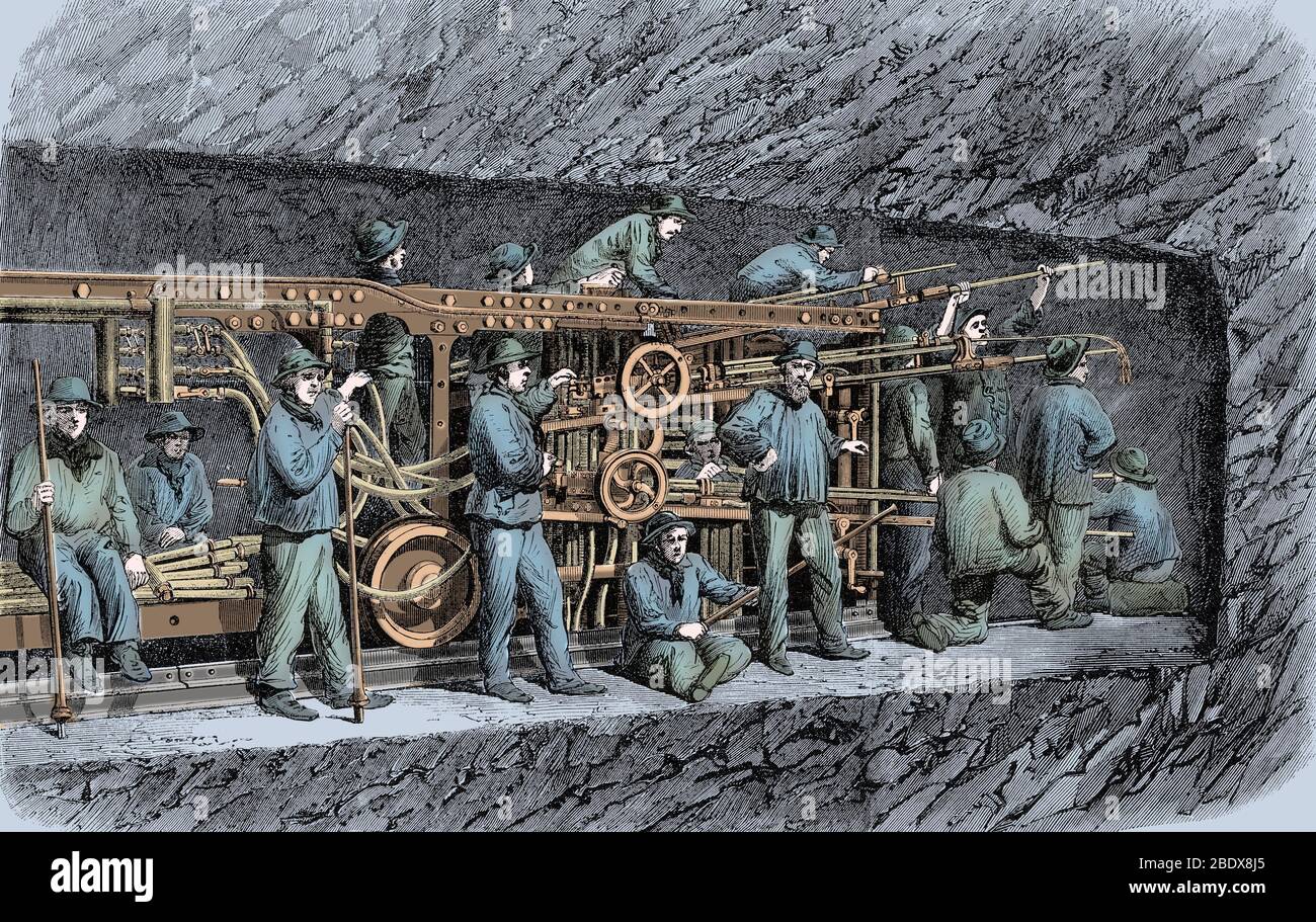 Steel Rails 1860 Mont Cenis Rail Tunnel Construction, 1860s Stock Photo - Alamy