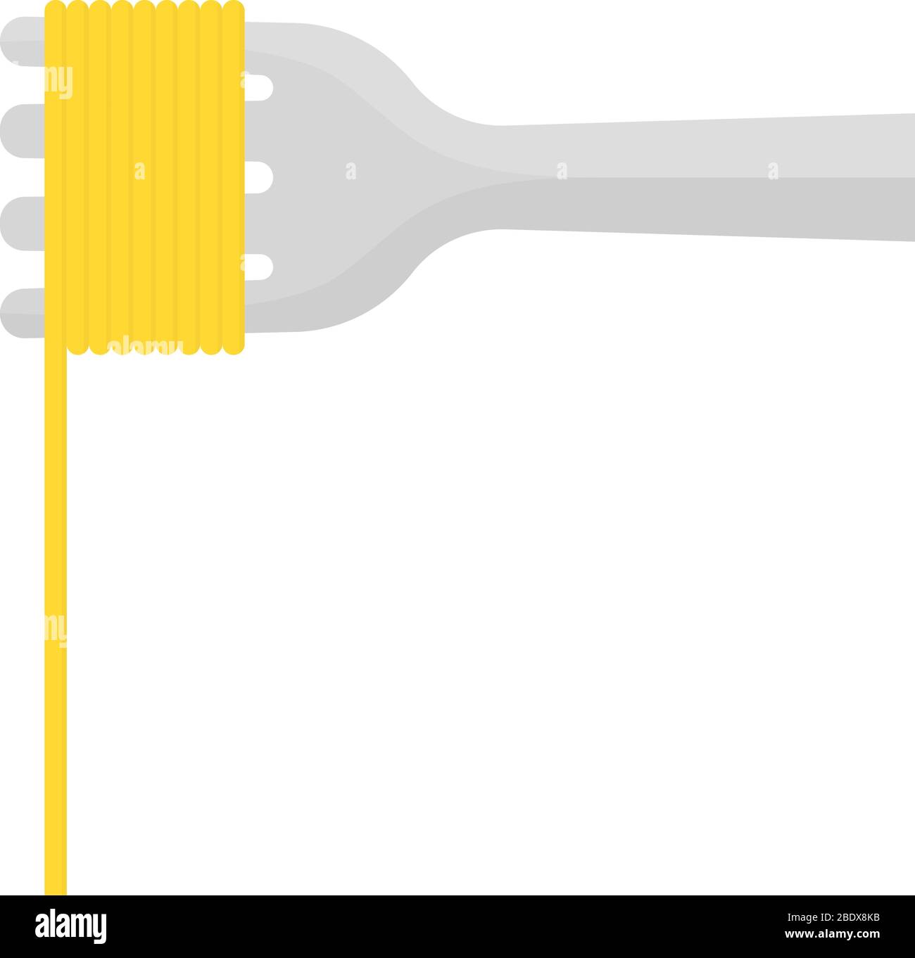 fork with pasta isolated on white Stock Vector