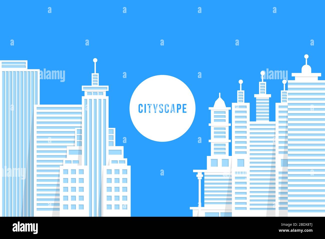 flat style cityscape with white buildings Stock Vector Image & Art - Alamy