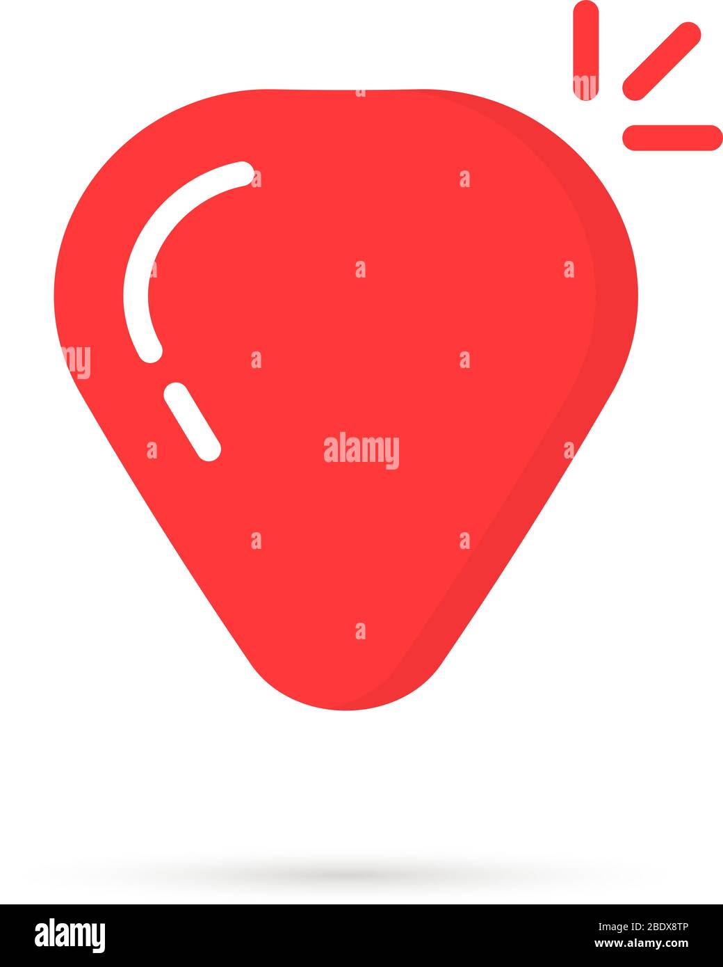 red simple guitar pick icon with shadow Stock Vector