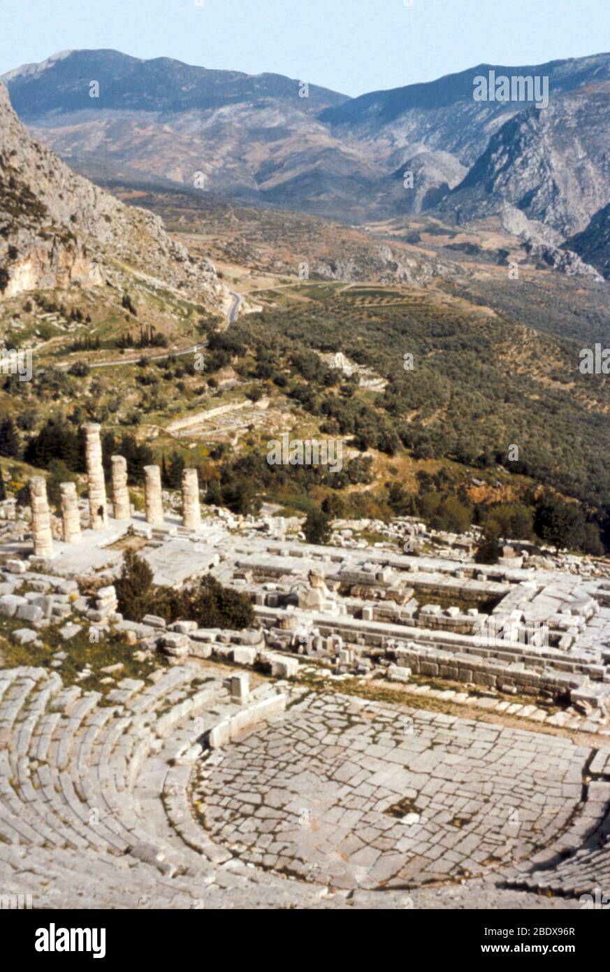 Greece, Temple of Apollo, Oracle of Delphi Stock Photo
