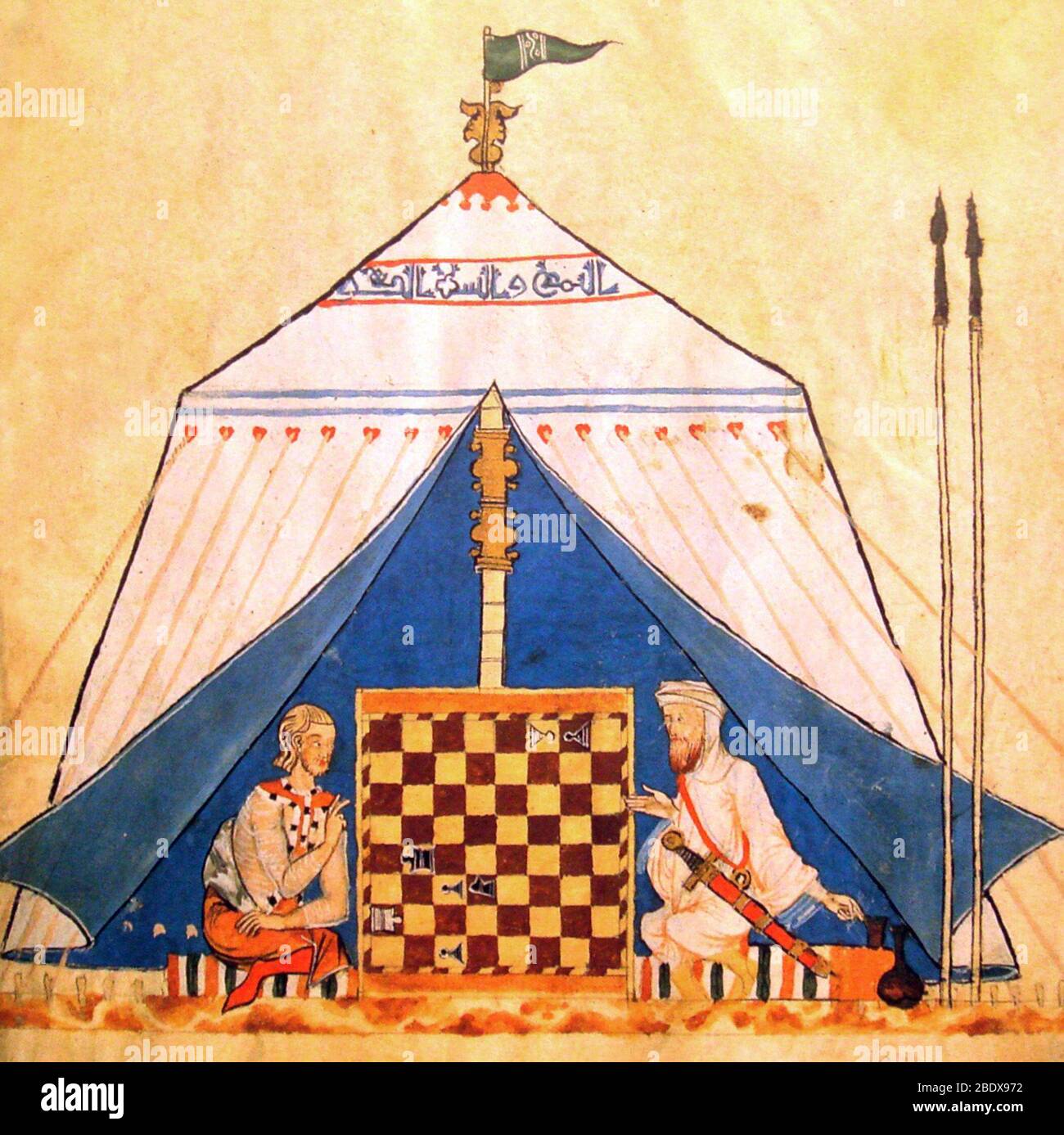 Christian and Muslim Playing Chess, 1285 Stock Photo