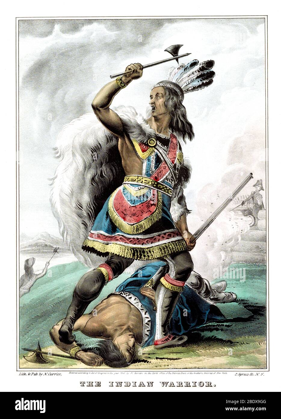 Native American Indian Warrior, 1845 Stock Photo