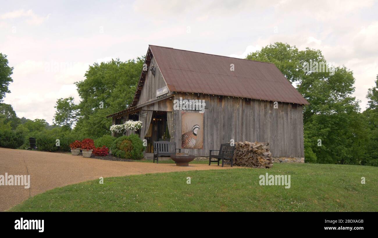 Wooden Barn at Leipers Fork - LEIPERS FORK, UNITED STATES - JUNE 17, 2019 Stock Photo