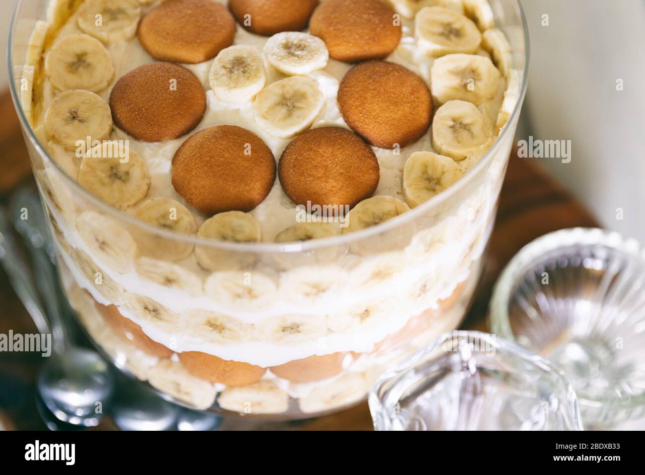 Southern style banana pudding in a trifle dish Stock Photo Alamy