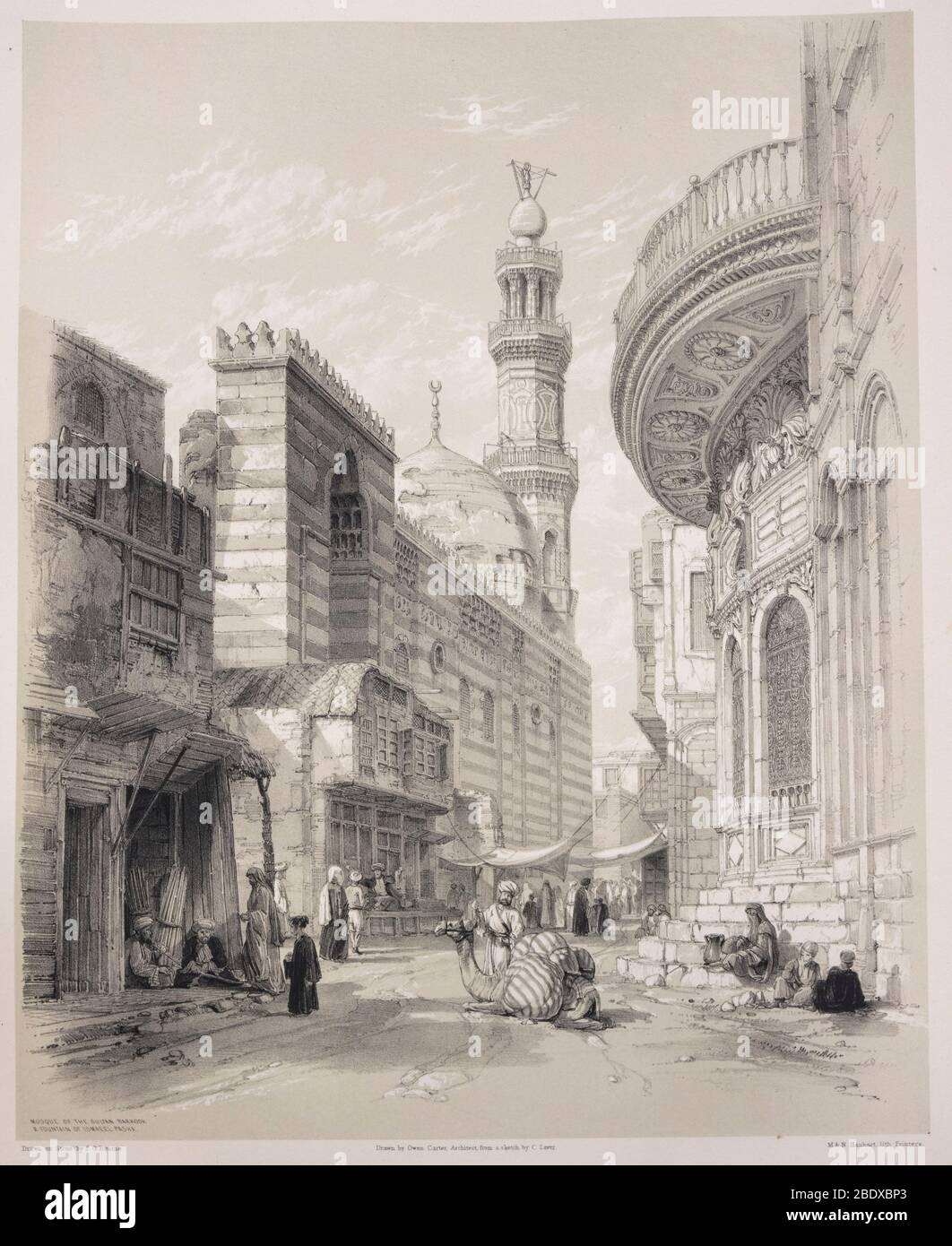 Mosque of the Sultan Barkook and fountain of Ismaeel pasha, Robert Hay, Illustrations of Cairo, London, 1840 Stock Photo