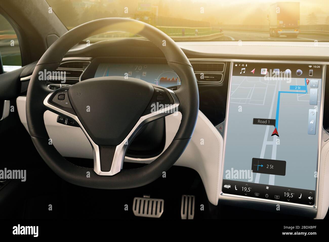 Autonomous car. Self-driving vehicle Stock Photo