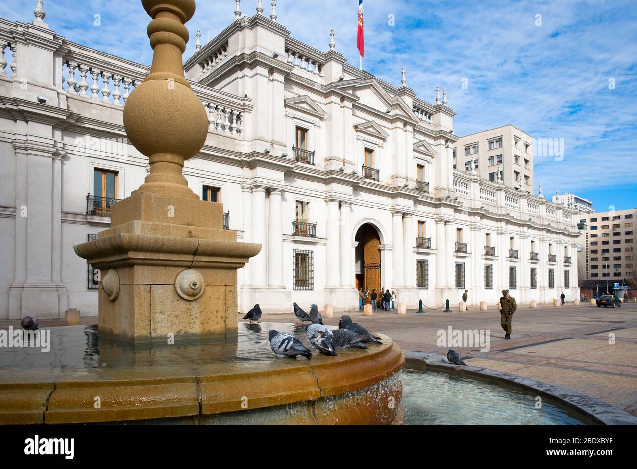 Santiago de Chile, Region Metropolitana, Chile - Palacio de la Moneda, or La Moneda, Chilean presidential and government palace, design Stock Photo