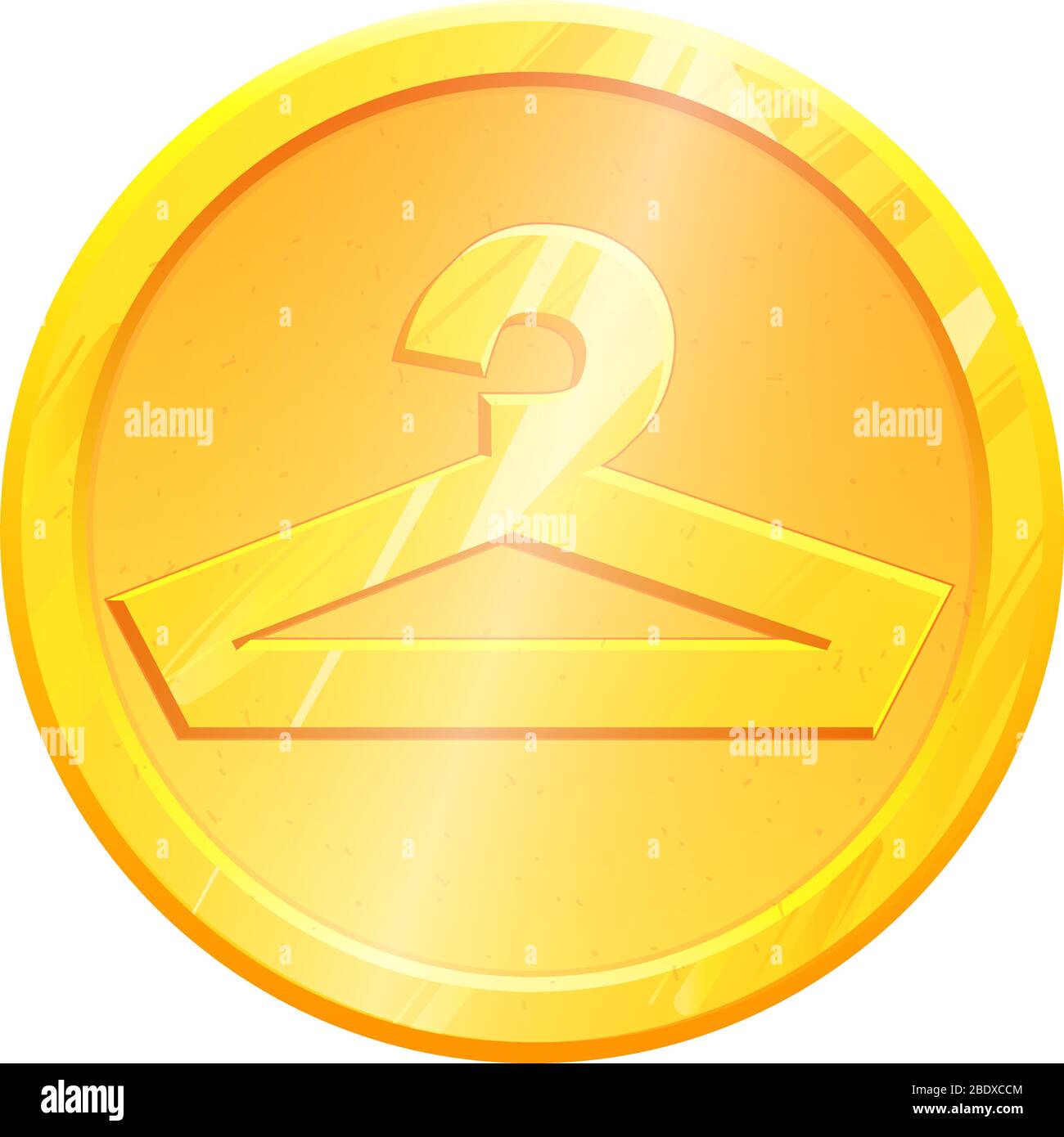 Icon hanger gold coin symbol for clothes. Interior sign. Hangers