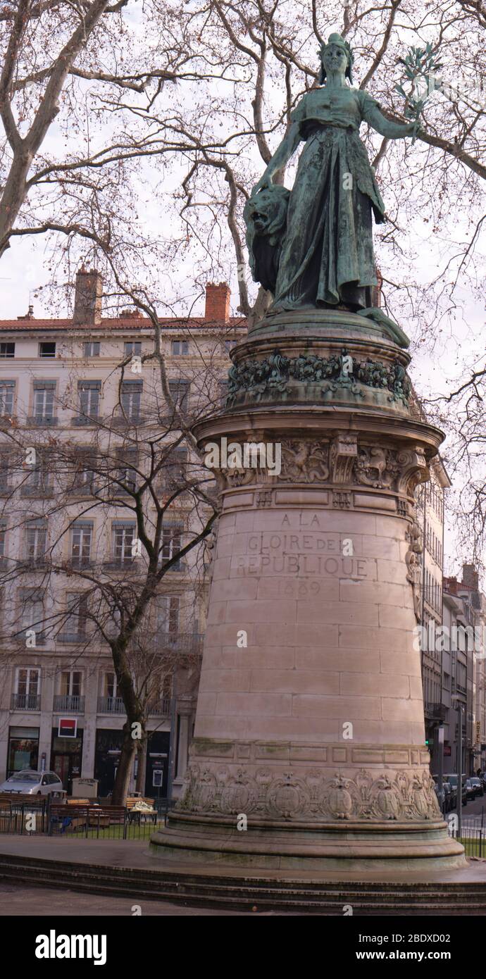 Statue of Republic in Carnot Square Lyon Stock Photo