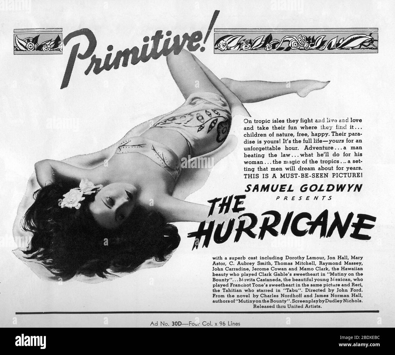 DOROTHY LAMOUR in THE HURRICANE 1937 director JOHN FORD  novel Charles Nordhoff and James Norman Hall special effects James Basevi The Samuel Goldwyn Company / United Artists Stock Photo